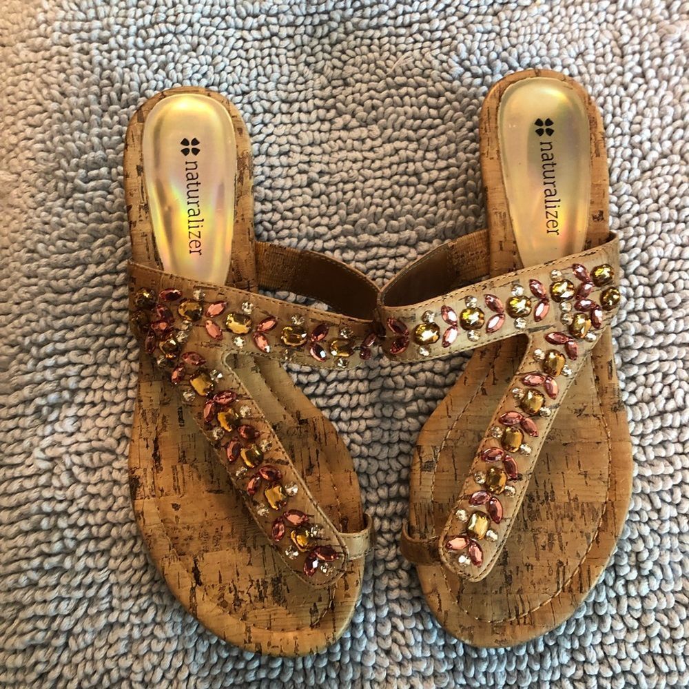 Neutralizer toe sandals pink / brown bling  6.5